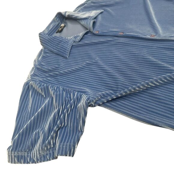 Vintage Positano Shirt Mens XL Blue Velvet Iridescent Button Up Disco Rave - Picture 15 of 15
